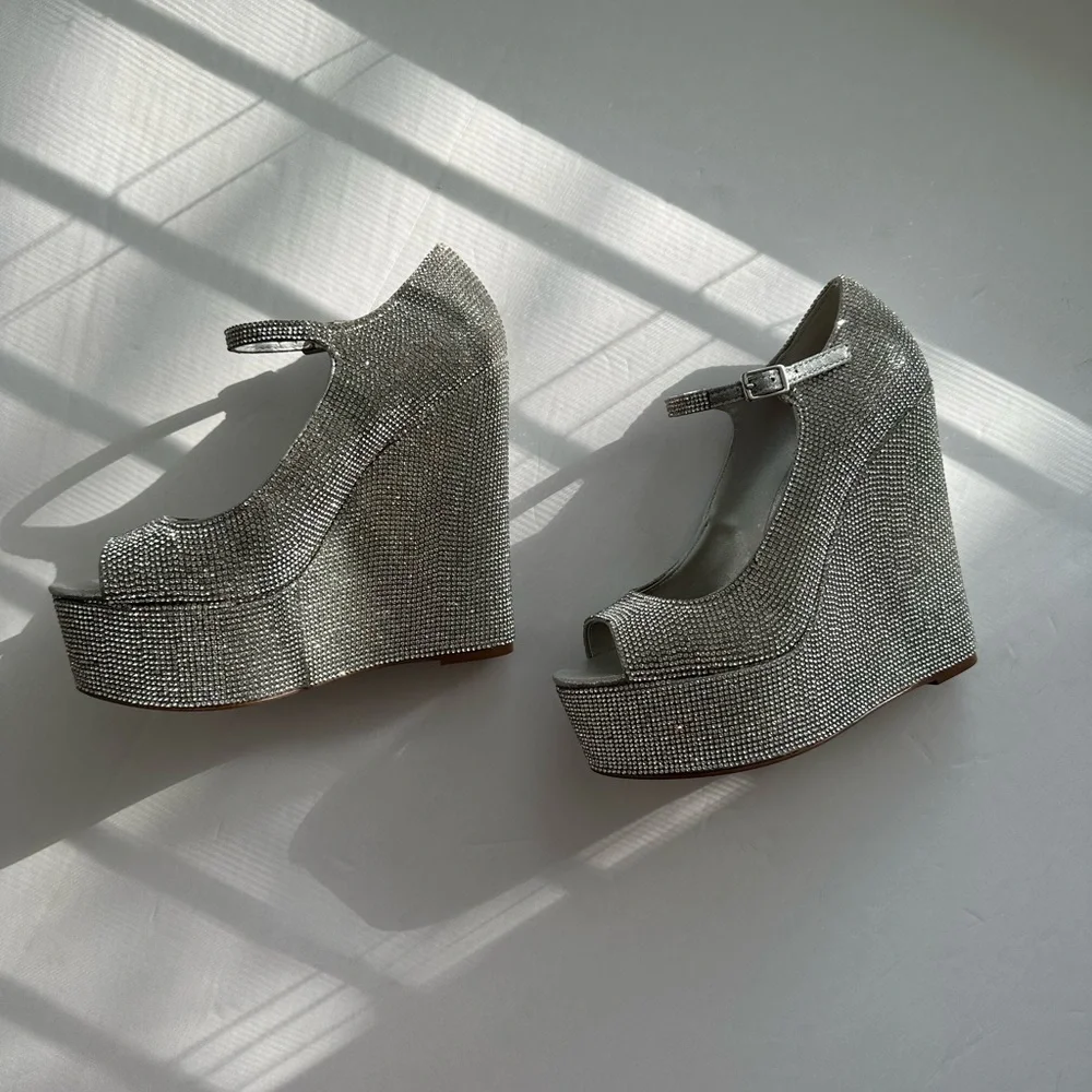 STEVE MADDEN/ macie rhinestone wedge heel - Picture 3 of 15